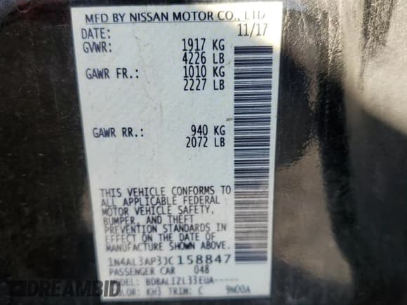 ✅ 2018 Nissan Altima SV • VIN: 1N4AL3AP3JC158847 • Lot: 91186715. Listed on Copart with 162,196 mi. Free auction sales archive from the USA and detailed vehicle history report at DreamBid. Image 12.