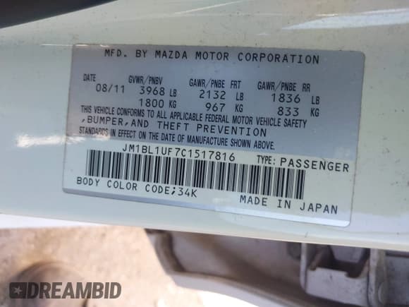 ✅ 2012 Mazda 3 i Sport • VIN: JM1BL1UF7C1517816 • Lot: 43893022. Listed on IAAI with 75,294 mi. Free auction sales archive from the USA and detailed vehicle history report at DreamBid. Image 9.