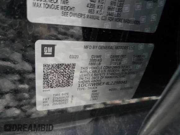 ✅ 2020 Chevrolet Silverado 1500 Custom • VIN: 1GCRWBEF4LZ259041 • Lot: 47388645. Wystawiony na Copart z przebiegiem 93 930 mil. Bezpłatny archiwum sprzedaży aukcyjnych z USA i szczegółowy raport historii pojazdu na DreamBid. Zdjęcie 14.