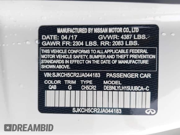 ✅ 2018 Infiniti QX30 Luxury • VIN: SJKCH5CR2JA044183 • Lot: 42271372. Listed on IAAI with 58,310 mi. Free auction sales archive from the USA and detailed vehicle history report at DreamBid. Image 9.