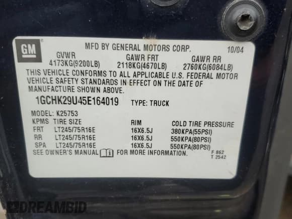 ✅ 2005 Chevrolet Silverado 2500HD LT • VIN: 1GCHK29U45E164019 • Лот: 85898244. Опубликован ранее на Copart с пробегом 124 911 миль. Бесплатный доступ к архиву аукционных продаж из США и подробный отчёт об истории автомобиля на DreamBid. Изображение 12.