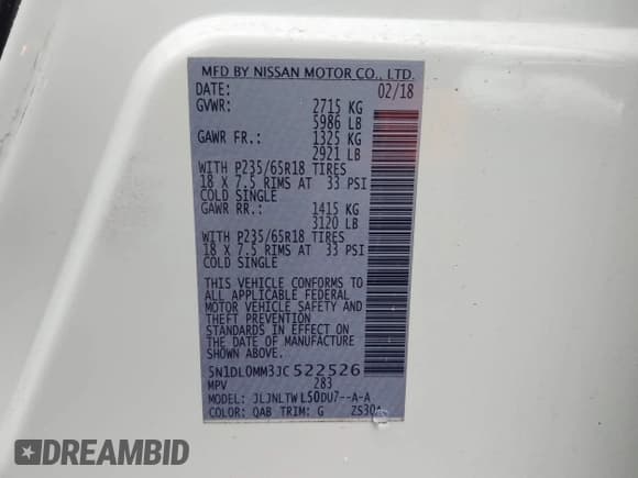 ✅ 2018 Infiniti QX60 • VIN: 5N1DL0MM3JC522526 • Lot: 43021460. Listed on IAAI with 100,199 mi. Free auction sales archive from the USA and detailed vehicle history report at DreamBid. Image 9.