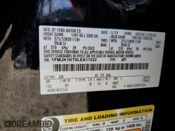 ✅ 2020 Ford Expedition Max Limited • VIN: 1FMJK1KT0LEA11322 • Лот: 69897804. Опубликован ранее на Copart с пробегом 140 854 миль. Бесплатный доступ к архиву аукционных продаж из США и подробный отчёт об истории автомобиля на DreamBid. Изображение 14.