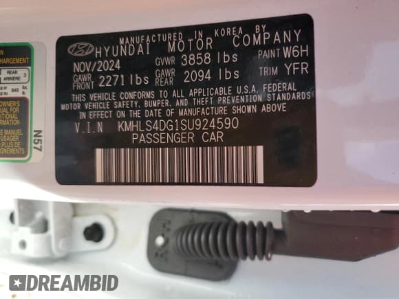 ✅ 2025 Hyundai Elantra SEL Convenience • VIN: KMHLS4DG1SU924590 • Lot: 90633065. Wystawiony na Copart z przebiegiem 14 548 mil. Bezpłatny archiwum sprzedaży aukcyjnych z USA i szczegółowy raport historii pojazdu na DreamBid. Zdjęcie 13.