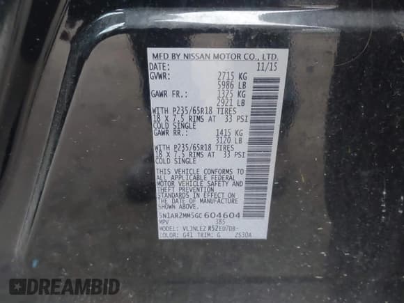 ✅ 2016 Nissan Pathfinder SV • VIN: 5N1AR2MM5GC604604 • Lot: 43506479. Listed on IAAI with 140,234 mi. Free auction sales archive from the USA and detailed vehicle history report at DreamBid. Image 9.