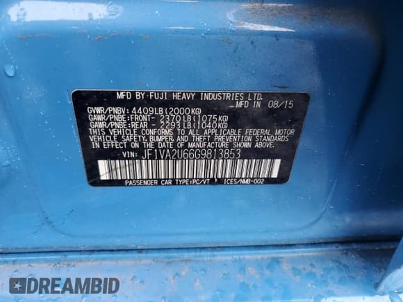 ✅ 2016 Subaru WRX STI Series.HyperBlue • VIN: JF1VA2U66G9813853 • Lot: 72706104. Listed on Copart with 56,898 mi. Free auction sales archive from the USA and detailed vehicle history report at DreamBid. Image 12.