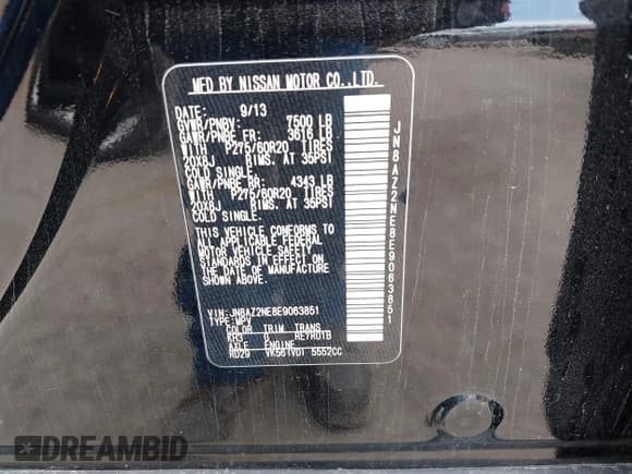 ✅ 2014 Infiniti QX80 • VIN: JN8AZ2NE8E9063851 • Lot: 42728045. Listed on IAAI with 169,020 mi. Free auction sales archive from the USA and detailed vehicle history report at DreamBid. Image 9.