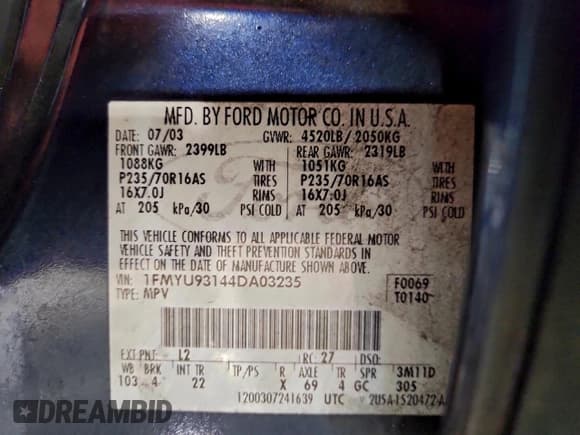 ✅ 2004 Ford Escape XLT • VIN: 1FMYU93144DA03235 • Лот: 95221915. Опубликован ранее на Copart с пробегом 201 925 миль. Бесплатный доступ к архиву аукционных продаж из США и подробный отчёт об истории автомобиля на DreamBid. Изображение 14.