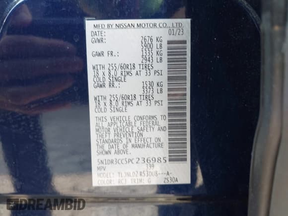 ✅ 2023 Nissan Pathfinder SL • VIN: 5N1DR3CC5PC236985 • Лот: 42414964. Опубликован ранее на IAAI с пробегом 37 689 миль. Бесплатный доступ к архиву аукционных продаж из США и подробный отчёт об истории автомобиля на DreamBid. Изображение 9.