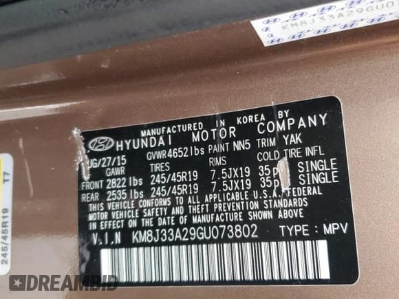 ✅ 2016 Hyundai Tucson Limited • VIN: KM8J33A29GU073802 • Лот: 91967875. Опубликован ранее на Copart с пробегом 56 952 миль. Бесплатный доступ к архиву аукционных продаж из США и подробный отчёт об истории автомобиля на DreamBid. Изображение 14.