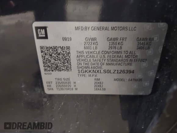 ✅ 2020 GMC Acadia Denali • VIN: 1GKKNXLS0LZ126394 • Lot: 43734025. Listed on IAAI with 87,928 mi. Free auction sales archive from the USA and detailed vehicle history report at DreamBid. Image 9.