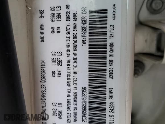 ✅ 2003 Chrysler Concorde Limited • VIN: 2C3HD56G53H532356 • Лот: 71713015. Опубликован ранее на Copart с пробегом 66 751 миль. Бесплатный доступ к архиву аукционных продаж из США и подробный отчёт об истории автомобиля на DreamBid. Изображение 13.