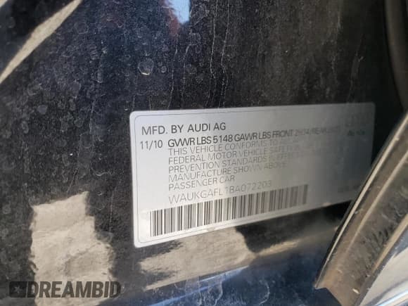 ✅ 2011 Audi S4 Prestige • VIN: WAUKGAFL1BA072203 • Lot: 42755405. Wystawiony na Copart z przebiegiem 127 726 mil. Bezpłatny archiwum sprzedaży aukcyjnych z USA i szczegółowy raport historii pojazdu na DreamBid. Zdjęcie 12.