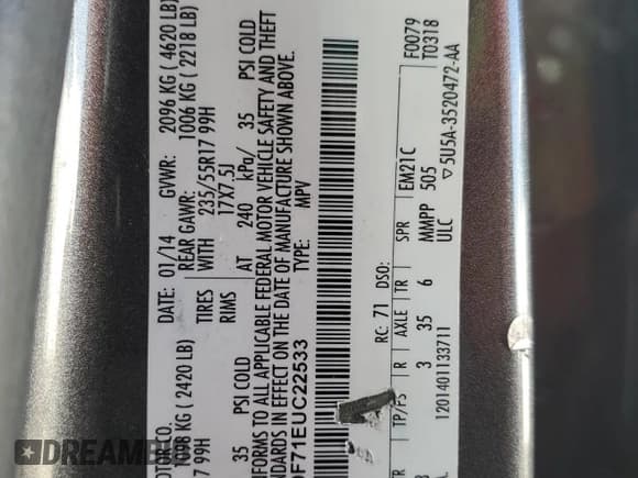 ✅ 2014 Ford Escape S • VIN: 1FMCU0F71EUC22533 • Lot: 89027785. Listed on Copart with 119,757 mi. Free auction sales archive from the USA and detailed vehicle history report at DreamBid. Image 13.