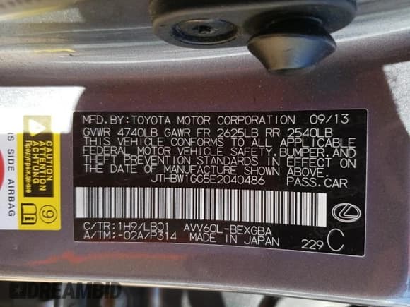 ✅ 2014 Lexus ES 300h • VIN: JTHBW1GG5E2040486 • Lot: 55957025. Wystawiony na Copart z przebiegiem 174 819 mil. Bezpłatny archiwum sprzedaży aukcyjnych z USA i szczegółowy raport historii pojazdu na DreamBid. Zdjęcie 12.