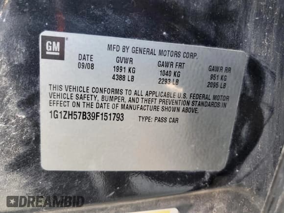 ✅ 2009 Chevrolet Malibu 1LT • VIN: 1G1ZH57B39F151793 • Lot: 60522854. Listed on Copart with 285,032 mi. Free auction sales archive from the USA and detailed vehicle history report at DreamBid. Image 13.