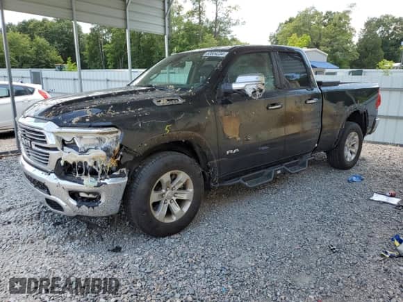 2020 Ram 1500 Laramie with VIN 1C6RREDT9LN294754, listed as a Copart auction lot 60804234 with 57,595 mi miles and Salvage title. Bid and sale history available at DreamBid. Image 1.