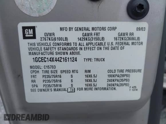 2004 Chevrolet Silverado 1500 Work Truck с VIN 1GCEC14X44Z161124, выставлен на аукционе IAAI как лот 43372008 с пробегом 111 618 миль миль и . История ставок и продаж доступна на DreamBid. Изображение 9.