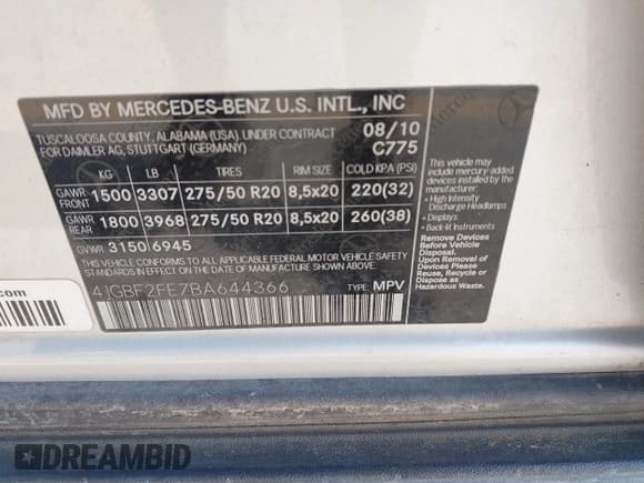 ✅ 2011 Mercedes-Benz GL 350 • VIN: 4JGBF2FE7BA644366 • Lot: 43181865. Listed on IAAI with 134,359 mi. Free auction sales archive from the USA and detailed vehicle history report at DreamBid. Image 9.