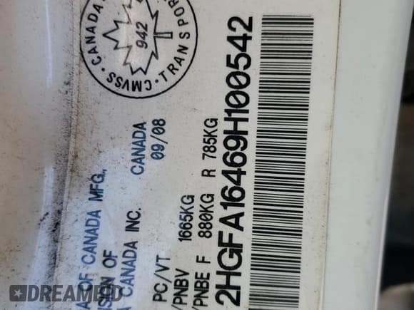 ✅ 2009 Honda Civic DX-G • VIN: 2HGFA16469H100542 • Лот: 49151455. Опубликован ранее на Copart с пробегом Не указан. Бесплатный доступ к архиву аукционных продаж из США и подробный отчёт об истории автомобиля на DreamBid. Изображение 13.