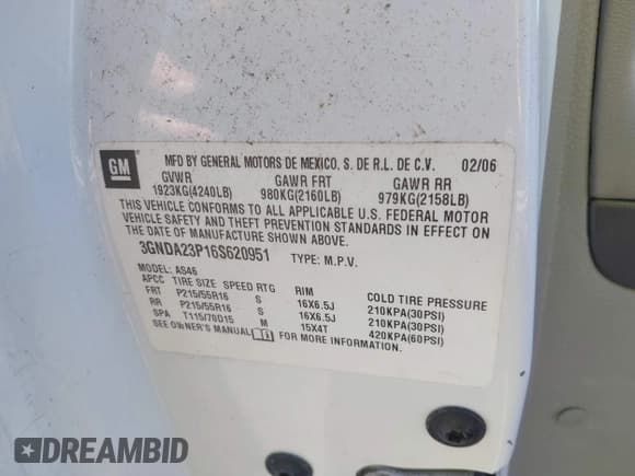 ✅ 2006 Chevrolet HHR LT • VIN: 3GNDA23P16S620951 • Lot: 41563825. Listed on IAAI with 206,910 mi. Free auction sales archive from the USA and detailed vehicle history report at DreamBid. Image 9.