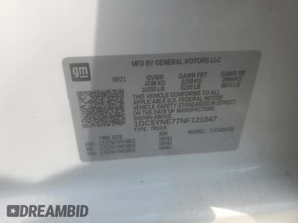 ✅ 2022 Chevrolet Silverado 2500HD LT • VIN: 1GC5YNE77NF121047 • Лот: 69410715. Опубликован ранее на Copart с пробегом 112 974 миль. Бесплатный доступ к архиву аукционных продаж из США и подробный отчёт об истории автомобиля на DreamBid. Изображение 12.