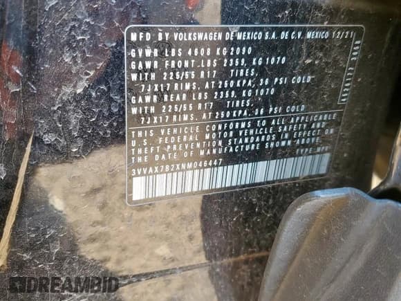 ✅ 2022 Volkswagen Taos S • VIN: 3VVAX7B2XNM046447 • Лот: 69870385. Опубликован ранее на Copart с пробегом 51 375 миль. Бесплатный доступ к архиву аукционных продаж из США и подробный отчёт об истории автомобиля на DreamBid. Изображение 13.