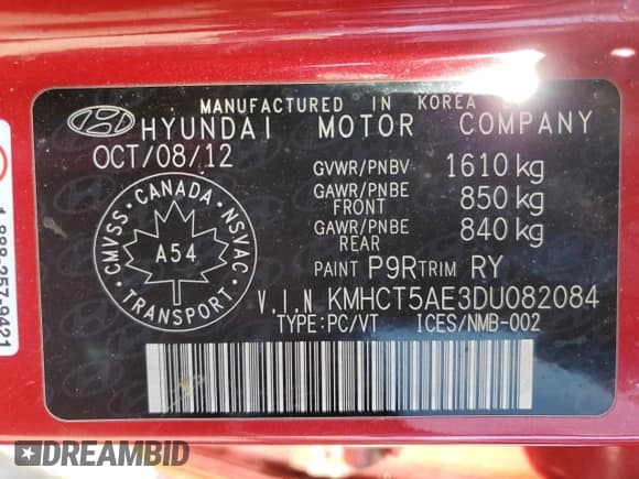 ✅ 2013 Hyundai Accent GS • VIN: KMHCT5AE3DU082084 • Лот: 51961594. Опубликован ранее на Copart с пробегом 117 697 миль. Бесплатный доступ к архиву аукционных продаж из США и подробный отчёт об истории автомобиля на DreamBid. Изображение 12.