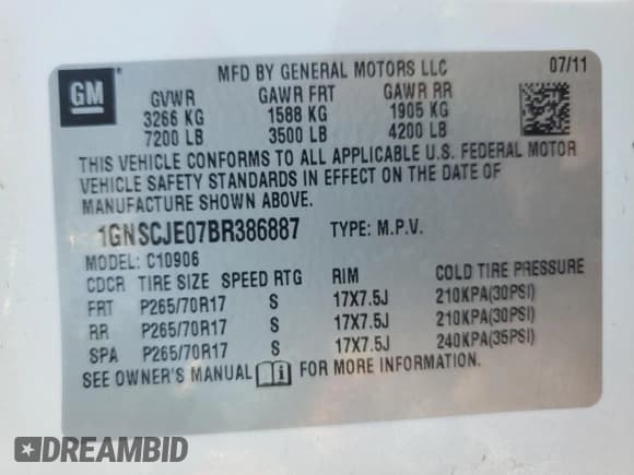 ✅ 2011 Chevrolet Suburban LT • VIN: 1GNSCJE07BR386887 • Lot: 76612944. Wystawiony na Copart z przebiegiem 210 191 mil. Bezpłatny archiwum sprzedaży aukcyjnych z USA i szczegółowy raport historii pojazdu na DreamBid. Zdjęcie 13.