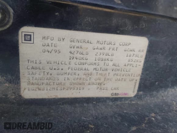 ✅ 1995 Pontiac Grand Prix SE • VIN: 1G2WJ12M1SF295319 • Lot: 41685317. Wystawiony na IAAI z przebiegiem 151 478 mil. Bezpłatny archiwum sprzedaży aukcyjnych z USA i szczegółowy raport historii pojazdu na DreamBid. Zdjęcie 9.