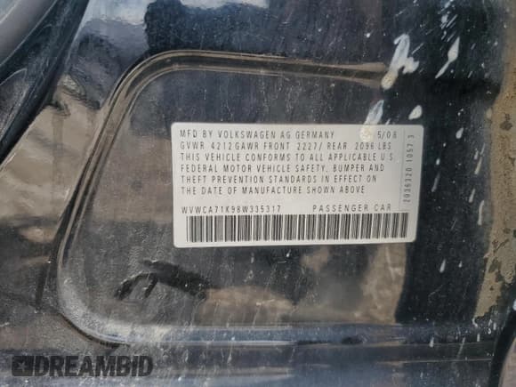 ✅ 2008 Volkswagen Rabbit S • VIN: WVWCA71K98W335317 • Лот: 64324355. Опубликован ранее на Copart с пробегом 182 711 миль. Бесплатный доступ к архиву аукционных продаж из США и подробный отчёт об истории автомобиля на DreamBid. Изображение 12.