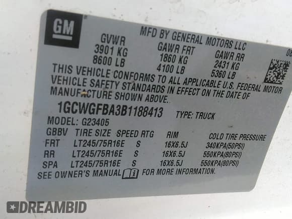 ✅ 2011 Chevrolet Express Cargo • VIN: 1GCWGFBA3B1188413 • Lot: 42556404. Listed on IAAI with 207,832 mi. Free auction sales archive from the USA and detailed vehicle history report at DreamBid. Image 9.