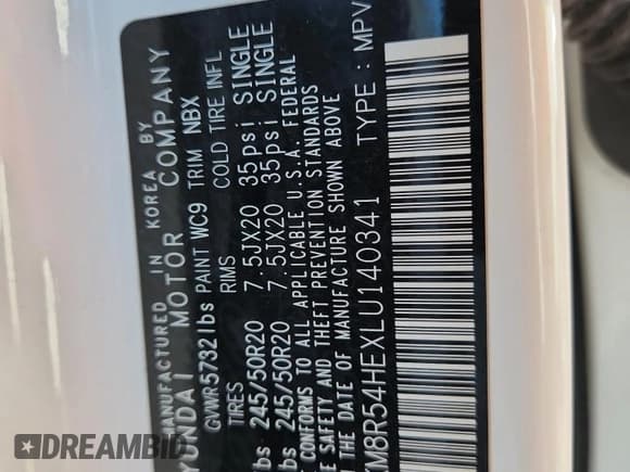 ✅ 2020 Hyundai Palisade Limited • VIN: KM8R54HEXLU140341 • Lot: 87119215. Listed on Copart with Not provided. Free auction sales archive from the USA and detailed vehicle history report at DreamBid. Image 13.