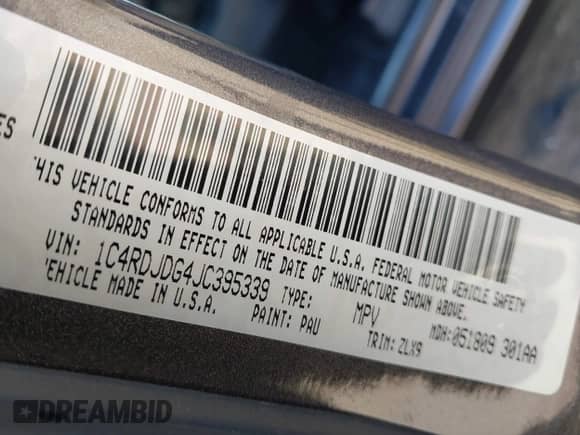 2018 Dodge Durango GT z VIN 1C4RDJDG4JC395339, wystawiony jako IAAI lot #43362633 z przebiegiem 97 846 mil mil oraz . Historia ofert i sprzedaży dostępna na DreamBid. Obrazek 9.