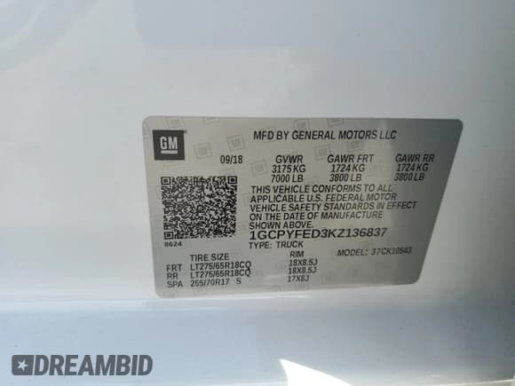 ✅ 2019 Chevrolet Silverado 1500 LT Trail Boss • VIN: 1GCPYFED3KZ136837 • Лот: 65928704. Опубликован ранее на Copart с пробегом 118 467 миль. Бесплатный доступ к архиву аукционных продаж из США и подробный отчёт об истории автомобиля на DreamBid. Изображение 14.