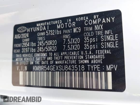 ✅ 2025 Hyundai Palisade Limited • VIN: KM8R54GEXSU843518 • Лот: 42043752. Размещён на IAAI с пробегом 4 330 миль миль. Получите бесплатный доступ к архиву аукционных продаж из США и посмотрите подробный отчёт об истории автомобиля на DreamBid. Изображение 9.