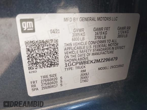 ✅ 2021 Chevrolet Silverado 1500 Custom • VIN: 1GCPWBEK2MZ296479 • Lot: 43476519. Listed on IAAI with 58,812 mi. Free auction sales archive from the USA and detailed vehicle history report at DreamBid. Image 9.