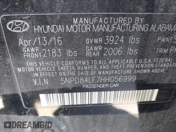 ✅ 2017 Hyundai Elantra SE • VIN: 5NPD84LF7HH056999 • Lot: 41688753. Listed on IAAI with 108,743 mi. Free auction sales archive from the USA and detailed vehicle history report at DreamBid. Image 9.