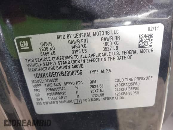 2011 Chevrolet Traverse 1LT с VIN 1GNKVGED2BJ306796, выставлен на аукционе IAAI как лот 43092407 с пробегом Не указан миль и . История ставок и продаж доступна на DreamBid. Изображение 9.