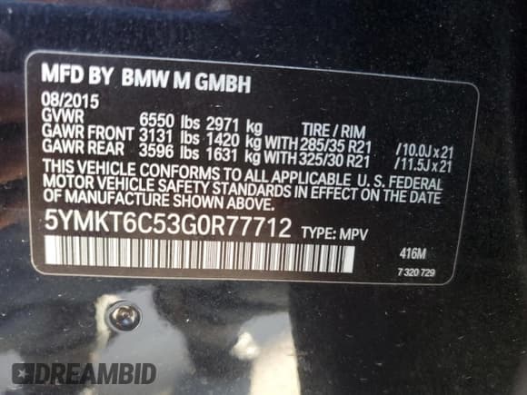 ✅ 2016 BMW X5 M • VIN: 5YMKT6C53G0R77712 • Lot: 78047624. Wystawiony na Copart z przebiegiem Nie podano. Bezpłatny archiwum sprzedaży aukcyjnych z USA i szczegółowy raport historii pojazdu na DreamBid. Zdjęcie 12.