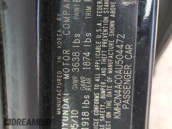 ✅ 2010 Hyundai Accent GLS • VIN: KMHCN4AC0AU504472 • Лот: 55135825. Опубликован ранее на Copart с пробегом 185 704 миль. Бесплатный доступ к архиву аукционных продаж из США и подробный отчёт об истории автомобиля на DreamBid. Изображение 13.