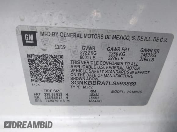 ✅ 2020 Chevrolet Blazer LT • VIN: 3GNKBBRA7LS593869 • Лот: 43108022. Опубликован ранее на IAAI с пробегом 109 557 миль. Бесплатный доступ к архиву аукционных продаж из США и подробный отчёт об истории автомобиля на DreamBid. Изображение 9.