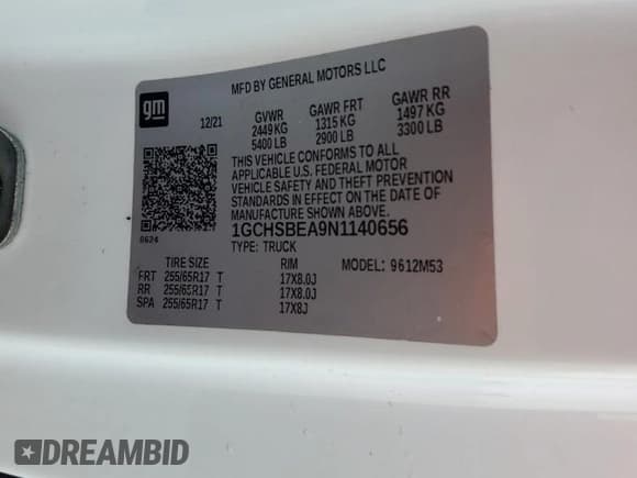 ✅ 2022 Chevrolet Colorado 2WD Work Truck • VIN: 1GCHSBEA9N1140656 • Лот: 87293615. Опубликован ранее на Copart с пробегом 114 209 миль. Бесплатный доступ к архиву аукционных продаж из США и подробный отчёт об истории автомобиля на DreamBid. Изображение 12.