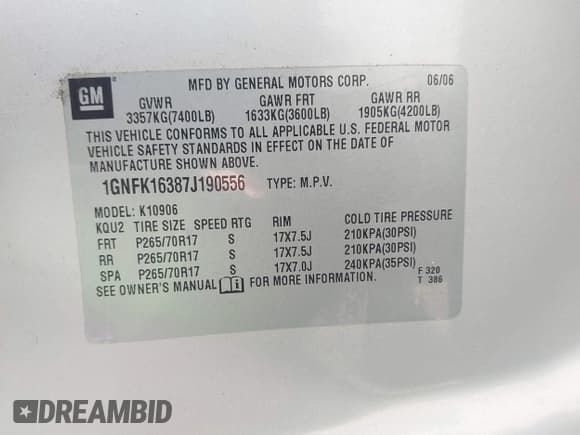 ✅ 2007 Chevrolet Suburban LTZ • VIN: 1GNFK16387J190556 • Lot: 43680994. Listed on IAAI with 264,904 mi. Free auction sales archive from the USA and detailed vehicle history report at DreamBid. Image 9.
