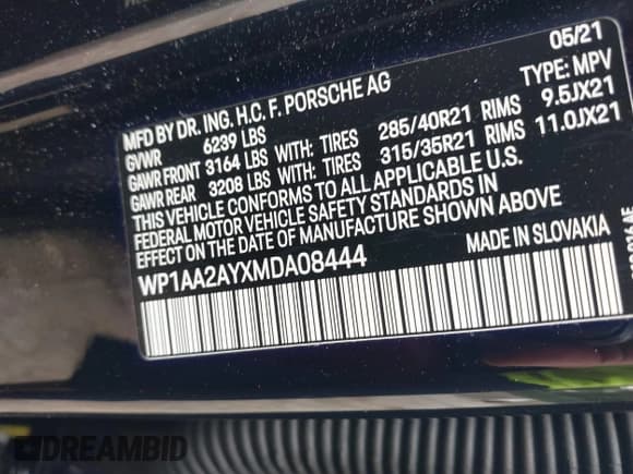 ✅ 2021 Porsche Cayenne • VIN: WP1AA2AYXMDA08444 • Лот: 42766794. Опубликован ранее на IAAI с пробегом 32 573 миль. Бесплатный доступ к архиву аукционных продаж из США и подробный отчёт об истории автомобиля на DreamBid. Изображение 9.