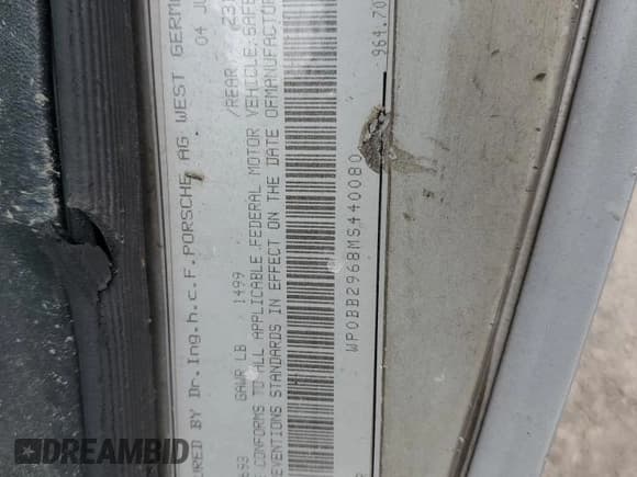 ✅ 1991 Porsche 911 • VIN: WP0BB2968MS440080 • Lot: 76706034. Listed on Copart with Not provided. Free auction sales archive from the USA and detailed vehicle history report at DreamBid. Image 13.