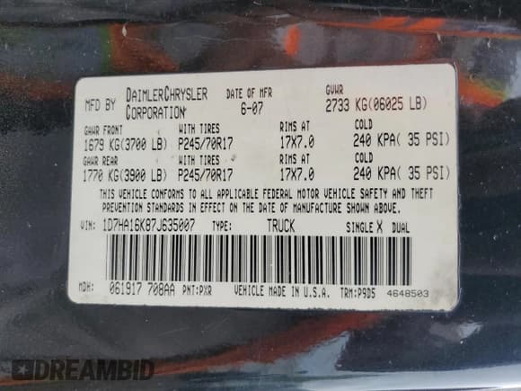 ✅ 2007 Dodge 1500 ST • VIN: 1D7HA16K87J635007 • Лот: 79335734. Опубликован ранее на Copart с пробегом Не указан. Бесплатный доступ к архиву аукционных продаж из США и подробный отчёт об истории автомобиля на DreamBid. Изображение 12.