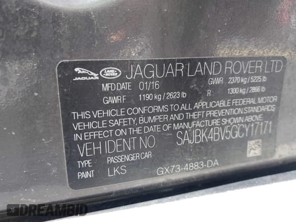✅ 2016 Jaguar XF 35t Prestige • VIN: SAJBK4BV5GCY17171 • Лот: 42834120. Опубликован ранее на IAAI с пробегом 139 283 миль. Бесплатный доступ к архиву аукционных продаж из США и подробный отчёт об истории автомобиля на DreamBid. Изображение 9.