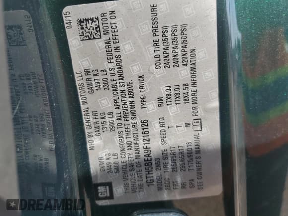 ✅ 2015 GMC Canyon 2WD SLE • VIN: 1GTH5BEA9F1216126 • Lot: 80445135. Listed on Copart with 145,303 mi. Free auction sales archive from the USA and detailed vehicle history report at DreamBid. Image 12.