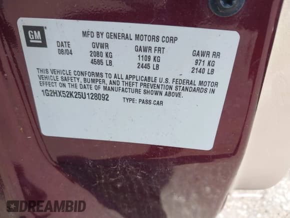 ✅ 2005 Pontiac Bonneville SE • VIN: 1G2HX52K25U128092 • Lot: 43198864. Wystawiony na IAAI z przebiegiem 139 452 mil. Bezpłatny archiwum sprzedaży aukcyjnych z USA i szczegółowy raport historii pojazdu na DreamBid. Zdjęcie 9.